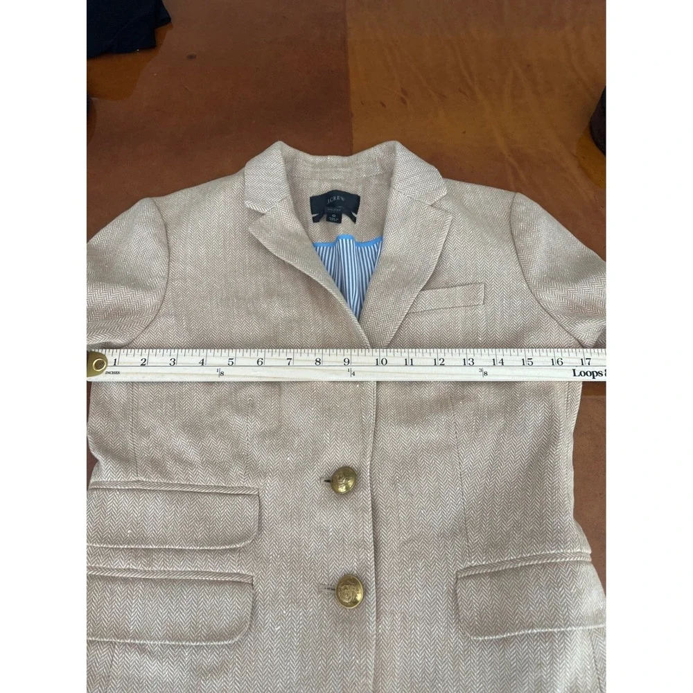 J. Crew Womens 0 Dalton Blazer Beige Tan Herringbone Tweed Office